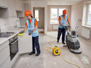 Builders clean floor scrubber kitchen