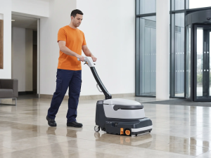 Commercial scrubber dryer lobby cleaning
