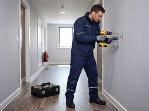 Soft FM wall fixture installation corridor